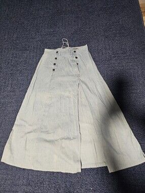 Light Wash Denim, Button Down, Slit Aline Skirt